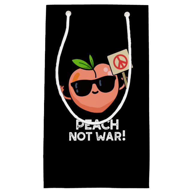 Bolsa De Regalo Pequeña Peach Not War Funny Fruit Pun Dark BG (Anverso)