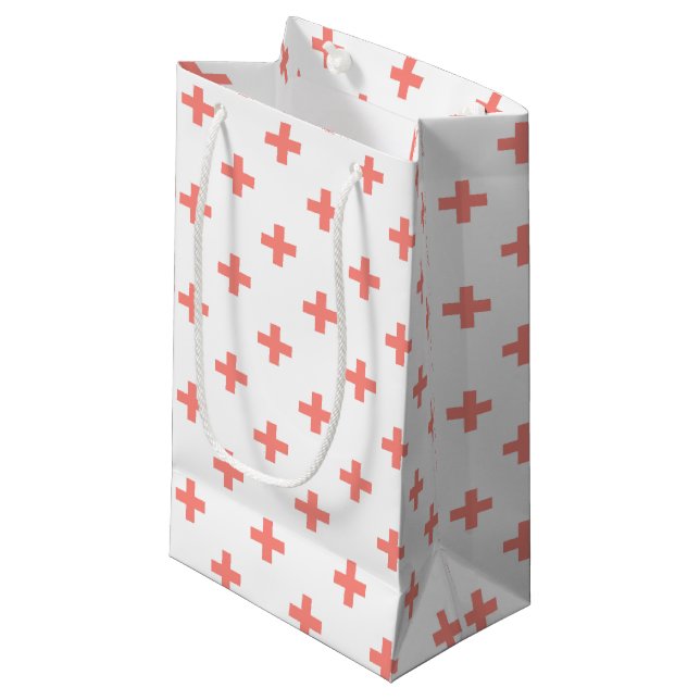 Bolsa De Regalo Pequeña Peach polka cruza sobre blanco (Angulo Anverso)