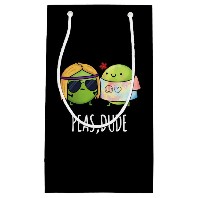 Bolsa De Regalo Pequeña Peas Dude Funny Hippie Pea Pun Dark BG (Anverso)
