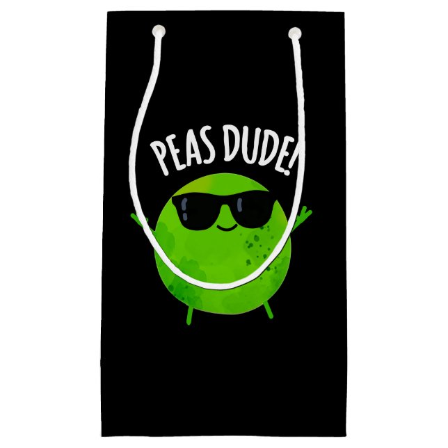 Bolsa De Regalo Pequeña Peas Dude Funny Veggie Pea Pun Dark BG (Anverso)