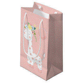 Bolsa De Regalo Pequeña Pequeña Girafa De Bebé Con Pastel De Corona Floral