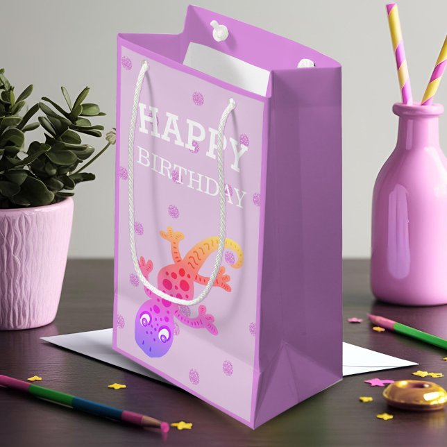 Bolsa De Regalo Pequeña Pequeña lagartija de arco iris sobre rosa (Subido por el creador)