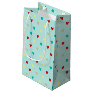 Bolsa De Regalo Pequeña Pequeños corazones de polka en verde marino