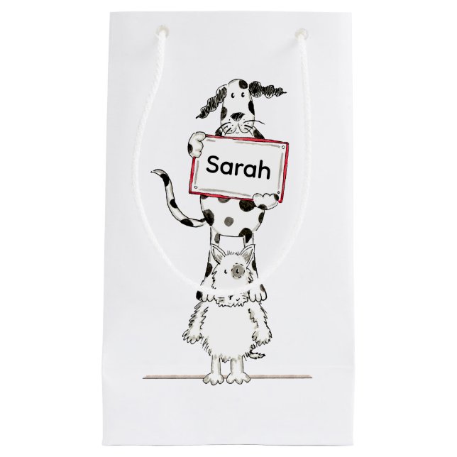 Bolsa De Regalo Pequeña Perro acróbata lindo personalizado  (Anverso)