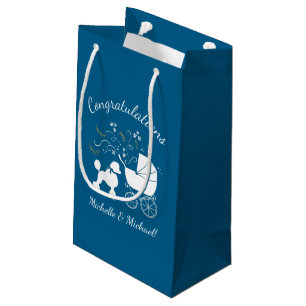 Bolsa De Regalo Pequeña Perro Baby Shower de perro de carabina azul
