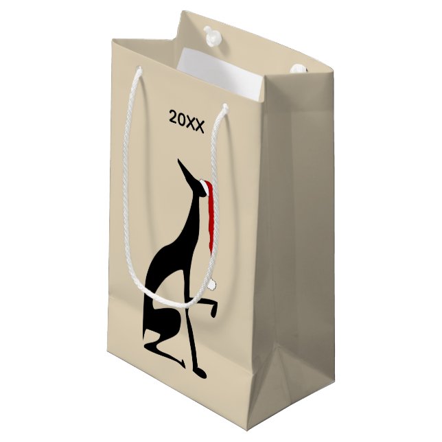 Bolsa De Regalo Pequeña Perro con Navidades Gorras de Santa Claus (Angulo Anverso)