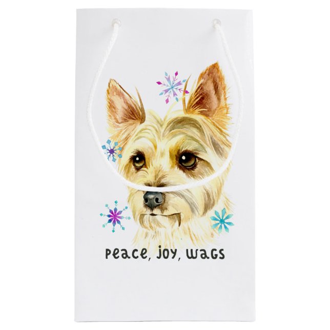Bolsa De Regalo Pequeña Perro de Yorkshire Terrier, copos de nieve, (Reverso)