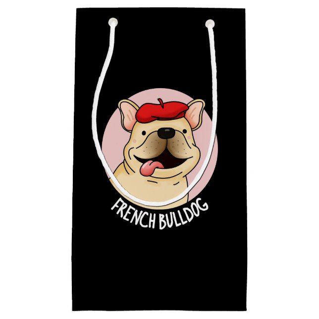 Bolsa De Regalo Pequeña Perro gracioso Bulldog francés Pun oscuro BG (Anverso)