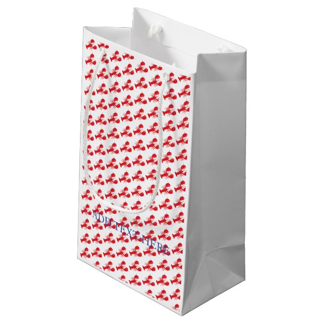 Bolsa De Regalo Pequeña Perro Langostas Rojo Azul Blanco Personalizado Div (Angulo reverso)