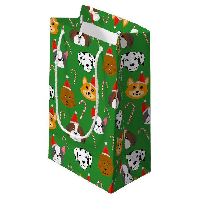 Bolsa De Regalo Pequeña Perro Navidad Cute Patterado (Angulo Anverso)