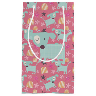 Bolsa De Regalo Pequeña Perros, estrellas y flores