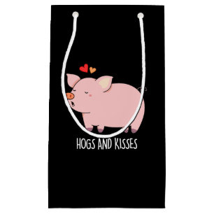 Bolsa De Regalo Pequeña Perros Y Besos Graciosos Hog Pig Pun Dark BG