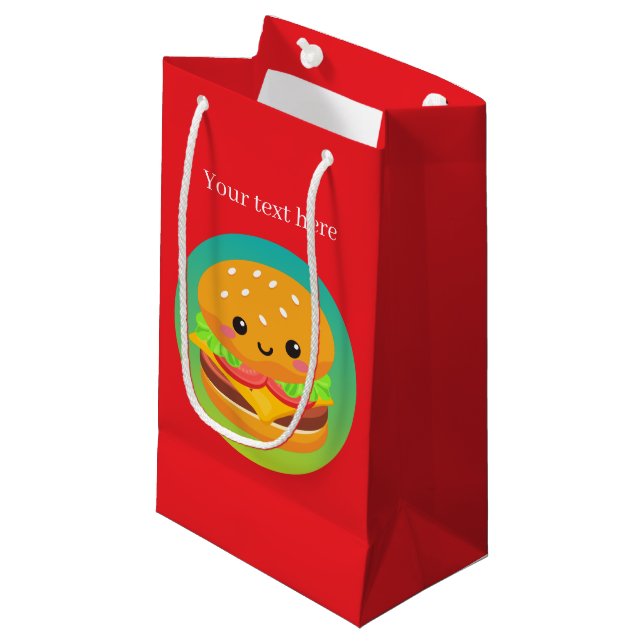 Bolsa De Regalo Pequeña Personalizable fiesta de hamburguesa lindo (Angulo Anverso)