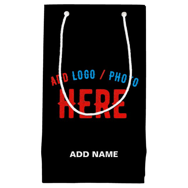 BOLSA DE REGALO PEQUEÑA PERSONALIZABLE MODERNO ESTILO NEGRO VERIFICADO MAR (Anverso)