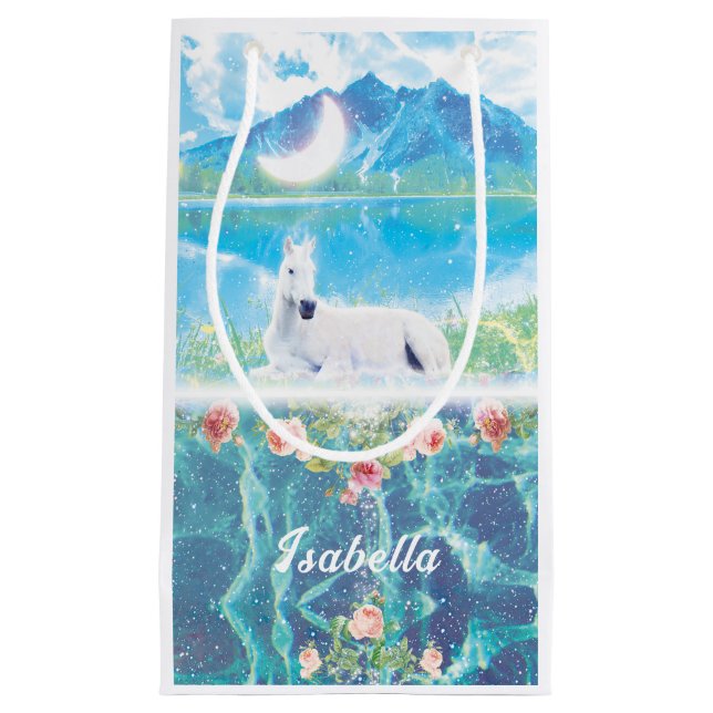 Bolsa De Regalo Pequeña Personalización de Unicornio en un sueño paradisía (Anverso)