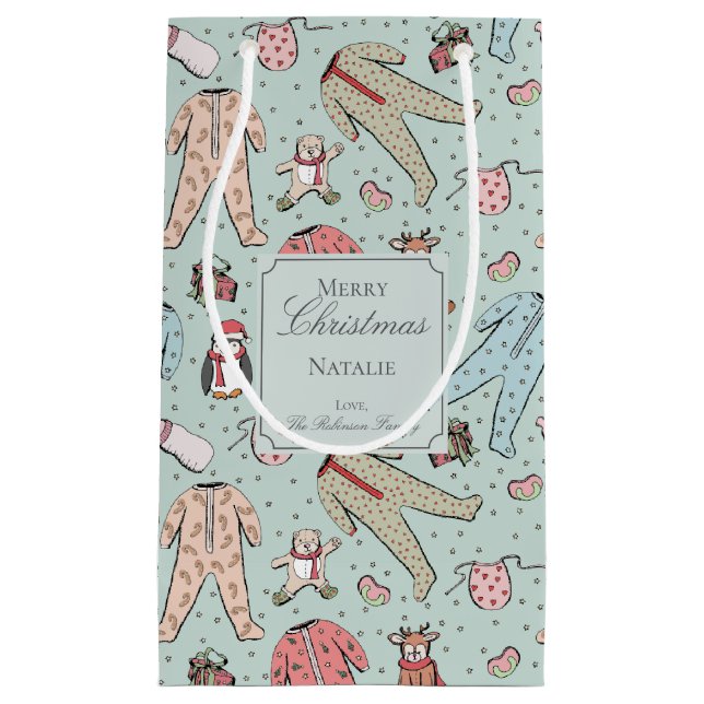 Bolsa De Regalo Pequeña Personalizado de Navidades de niñas pequeñas y ver (Anverso)