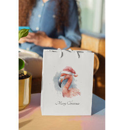 Bolsa De Regalo Pequeña Personalizado de Santa Claus Snowbird Flamingo