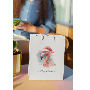 Bolsa De Regalo Pequeña Personalizado de Santa Claus Snowbird Flamingo