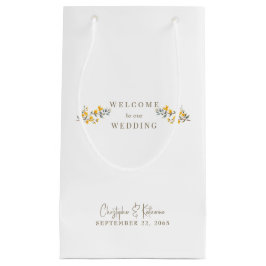 Bolsa De Regalo Pequeña Personalizado de texto dorado floral amarillo a fa