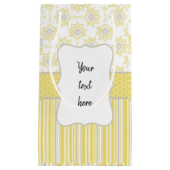 Bolsa De Regalo Pequeña Personalizado geométrico amarillo anaranjado y gri (Anverso)