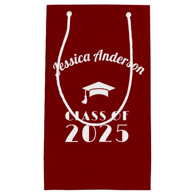 Bolsa De Regalo Pequeña Personalizado Graduación Granate y Blanco  (Anverso)