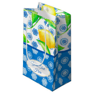 Bolsa De Regalo Pequeña Personalizado Lemon y Azulejos azules