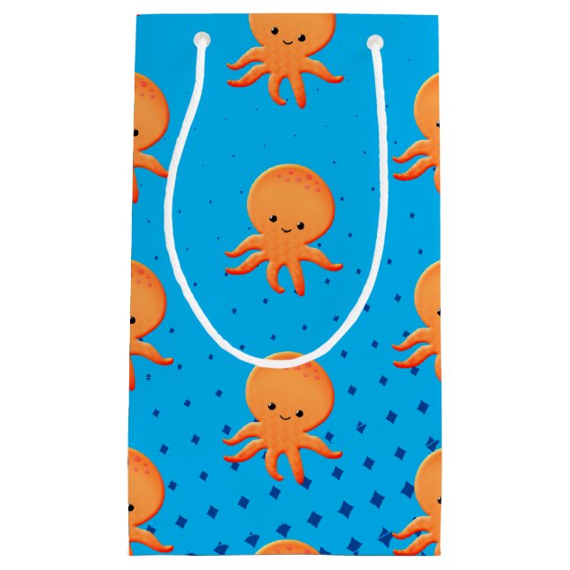 Bolsa De Regalo Pequeña Personalizado lindo bebé octopus océano azul (Anverso)