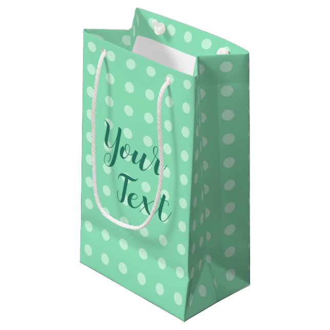 Bolsa De Regalo Pequeña Personalizado Plantilla Rustica Polka Puntos Mint  (Angulo Anverso)
