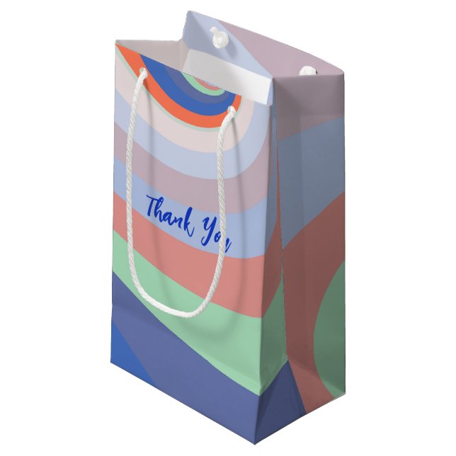 Bolsa De Regalo Pequeña Personalizado Retro Rainbow Swirl Gracias (Angulo Anverso)