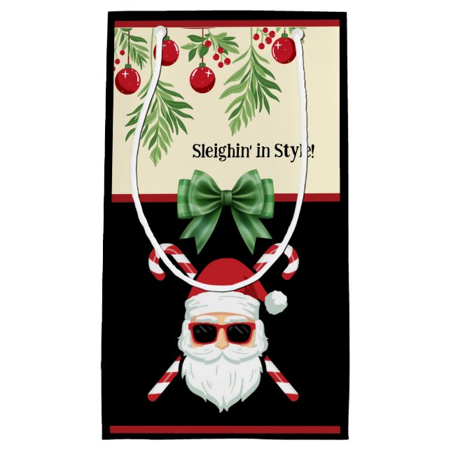 Bolsa De Regalo Pequeña Personalizado "Sleighin' in Style" Festividades de (Anverso)