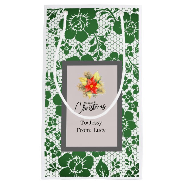 Bolsa De Regalo Pequeña Personalized Christmas Bag Gray Serif Font   (Anverso)