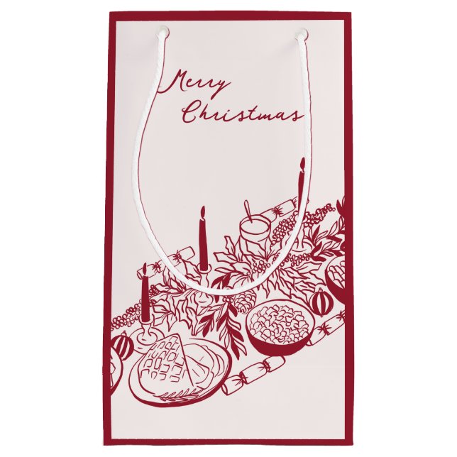 Bolsa De Regalo Pequeña Personalized Merry Christmas Table Minimal Design (Anverso)