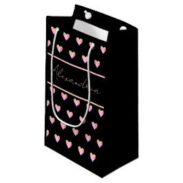Bolsa De Regalo Pequeña Personalized Name Heart Black