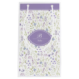 Bolsa De Regalo Pequeña Personalized Purple Wildflower Monogram