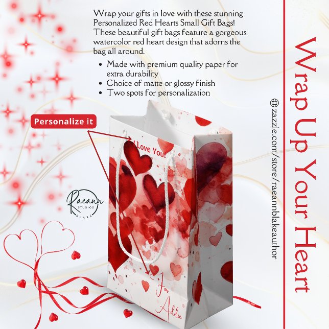 Bolsa De Regalo Pequeña Personalized Red Hearts Small Gift Bag (Subido por el creador)