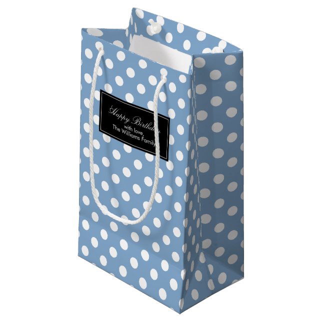 Bolsa De Regalo Pequeña Perwinkle Polka Dots Personalizados (Angulo Anverso)