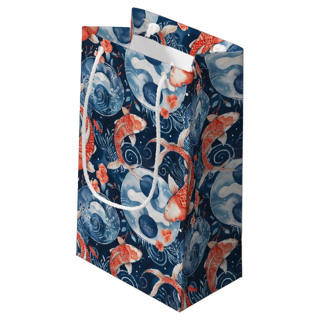 Bolsa De Regalo Pequeña Pescado Japonés En Acuarela (Angulo reverso)