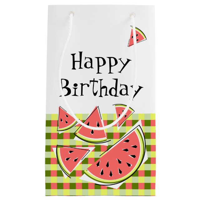 Bolsa De Regalo Pequeña Pieces de sandía Comprobar Cumpleaños (Anverso)