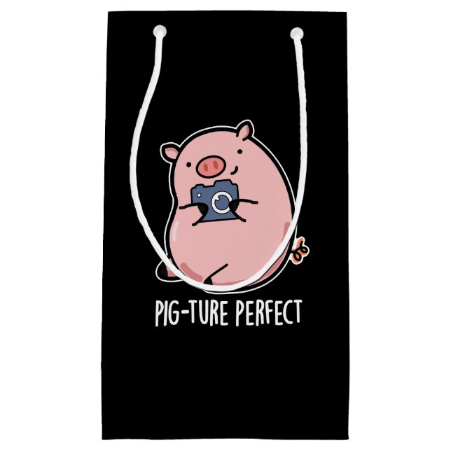 Bolsa De Regalo Pequeña Pig-ture Perfect Funny Photography Pig Pun Dark BG (Anverso)
