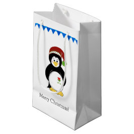 Bolsa De Regalo Pequeña Pingüino con gorro de Santa