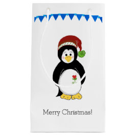Bolsa De Regalo Pequeña Pingüino con gorro de Santa