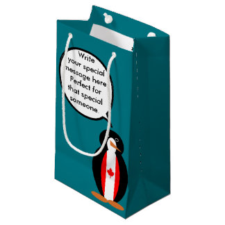 Bolsa De Regalo Pequeña Pingüino parlante canadiense personalizado