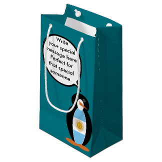 Bolsa De Regalo Pequeña Pingüino Señora Hablando Bandera Argentina