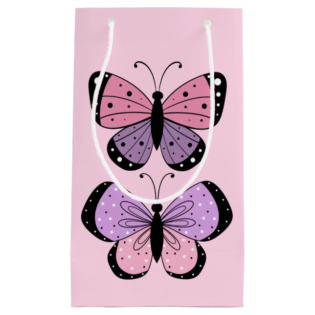 Bolsa De Regalo Pequeña Pink and Purple Butterfly  (Anverso)
