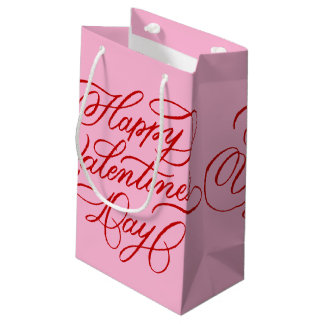 Bolsa De Regalo Pequeña Pink and Red Valentine Calligraphy