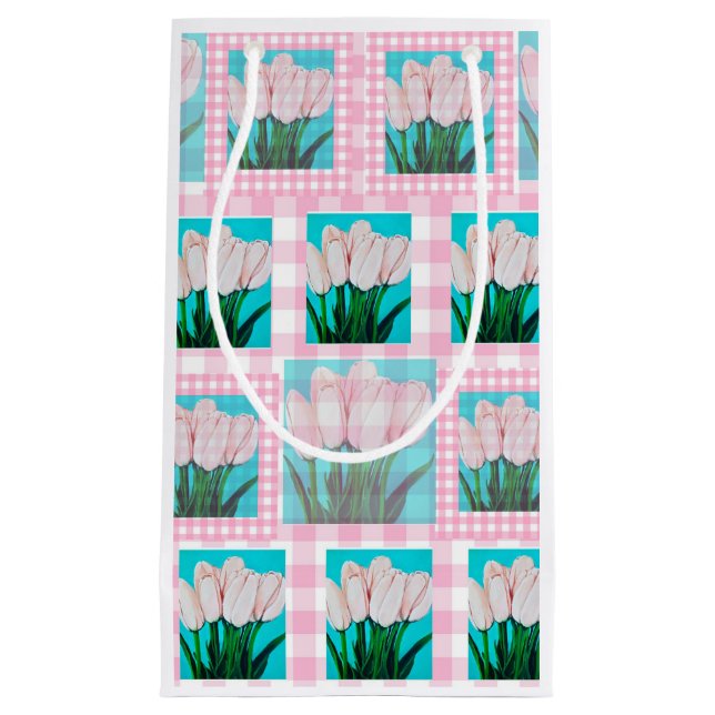 Bolsa De Regalo Pequeña Pink Gingham Tulip Gift Bag (Anverso)