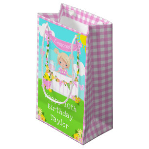 Bolsa De Regalo Pequeña Pink Lemonade Blonde Hair Chica Feliz cumpleaños