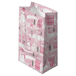 Bolsa De Regalo Pequeña Pink Village Snowy Christmas 