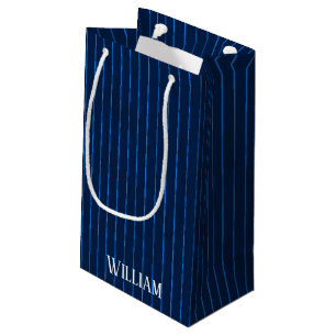 Bolsa De Regalo Pequeña Pinstripes azul marino personalizadas