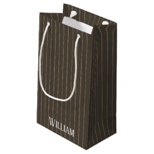 Bolsa De Regalo Pequeña Pinstripes retro castaño personalizado